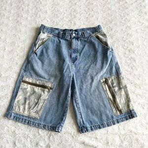 Vintage Koman Jeans Shorts Jorts Mens 34 (Tag 36) Blue Baggy Loose Skater Camo